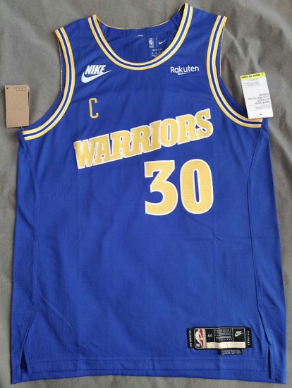 30 Curry Warriors 22-23 throwback jersey blue with sponor logo player version